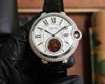 Cartier Driver De 43*14mm Automatic Movement Calfskin Leather President Diamond Bezel Watch